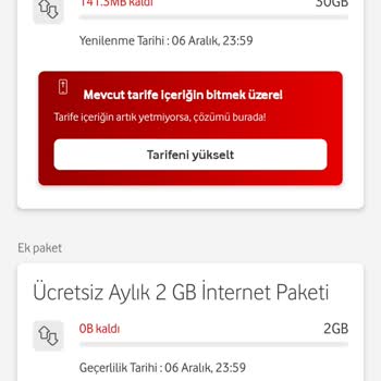 Vodafone İnternetimi Kullanmadığım Halde Yedi.