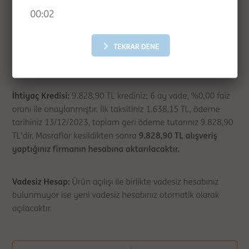ING Alışveriş Kredisi İşlem Hatası