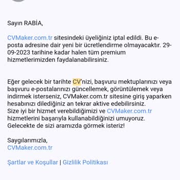 CV Maker Üyelik İptali