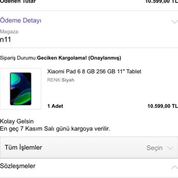 N11 Onaylanmış Kargo Ama Gönderilmiyor