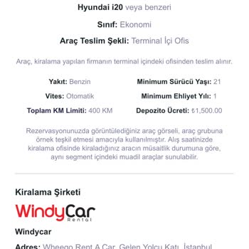 Windy Car Provizyon Geri Ödenmedi