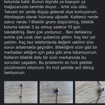 Altınbaş Bilekliğimin Parçasını Geri Vermiyor