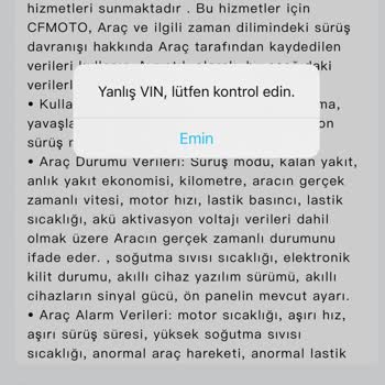 CFMOTO Uygulaması VINN Sorunu