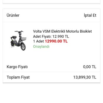 A101 Volta Elektrikli Bisiklet Teslimatı