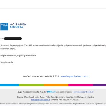 Kocaeli AGESA-Acıbadem Sigorta İzinsiz Poliçe Yeniliyor