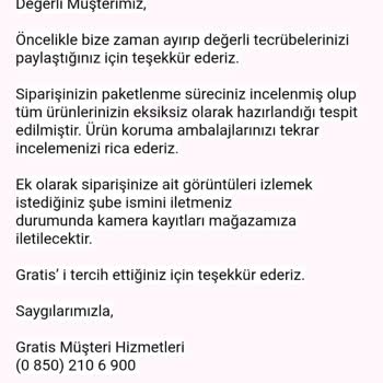 Gratis Eksik Ürün Gönderildi!