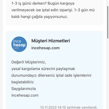 İncehesap.com 24 Saatte Kargo Yalanı