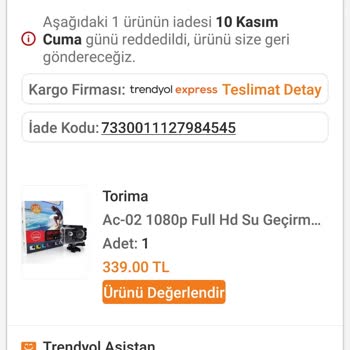 Torima Aldığım Ürün Kusurlu Çıktı ve İadeyi Reddettiler