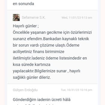 Sefamerve İade Ettiğim Ürünün İadesini Yapsın