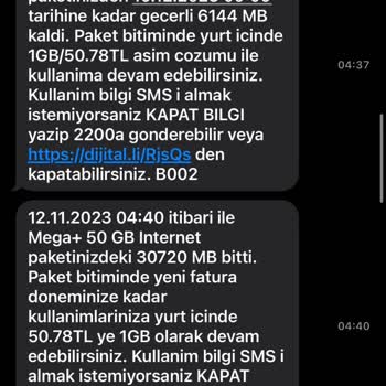 Turkcell Tarife Paket Aşımı