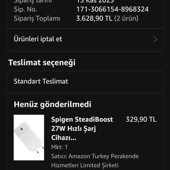 Amazon Prime Üzerinden Yaptığım Alışveriş İptal Edilmesi