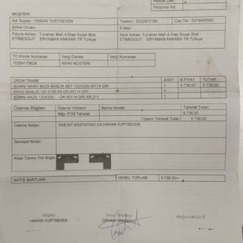 Yataş Yanıltıcı Teslim Tarihi