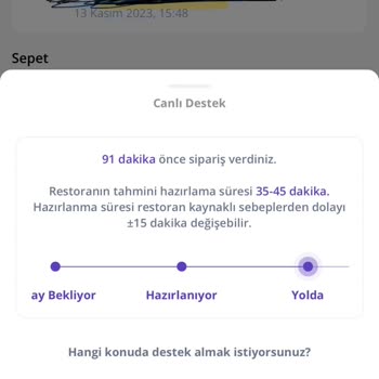 Getir - Köfteci Yusuf Siparişinin 2 Saat Gecikmesi