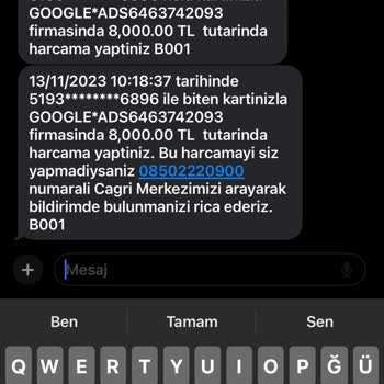 Google Onaysız Hesabımdan Çekilen 8000 TL!