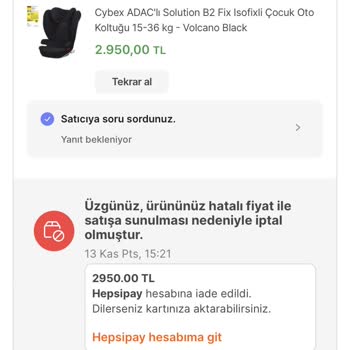 Hepsiburada Hatalı Fiyat Bilgisi Diyerek 8 Gün Sonra İptal Edilen Ürün