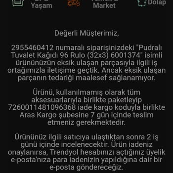 Trendyol Eksik Ürün Mağduriyeti