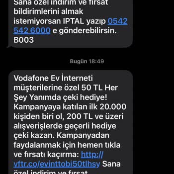 Vodafone Mesaj İptal Olmuyor