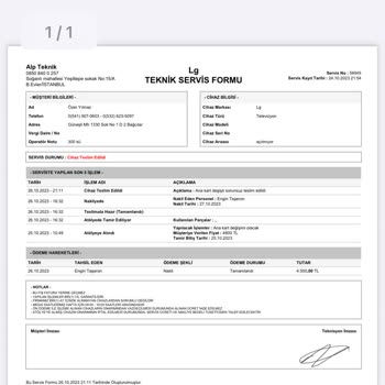 Alp Teknik Beyaz Eşya Servisi (444 15 31) LG Televizyon Tam Çözüme Kavuşmadı