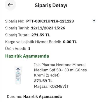 Kozmevit Mağazası Epttavm Den Aldığım Ürünü Göndermiyor