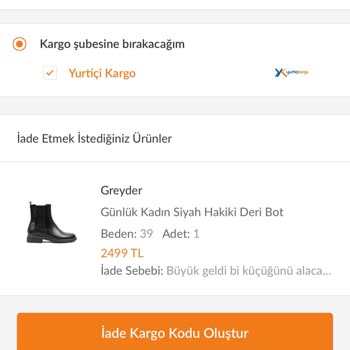 Greyder Ayakkabı İadesi Yapmıyor