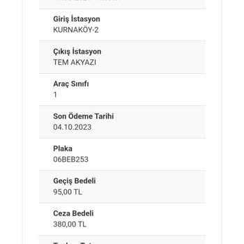 Kuzey Marmara Otoyolu İhlali Geçiş Cezası