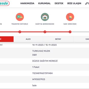 D&R Dan Aldığım Ürünün Kargoya Aşamasında D&R Tarafından İptali