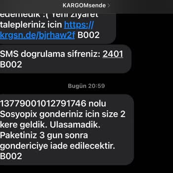 KARGOMsende Tarafıma Ulaşmadan Kargo İade