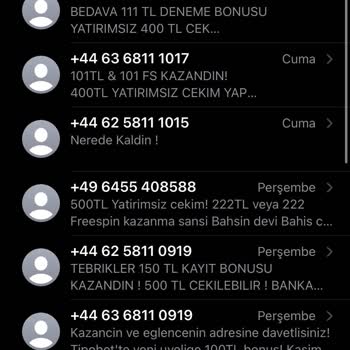 Vodafone +44 Ve +49 Lu Numaralar Gelen Mesajlar Şikayetim Var