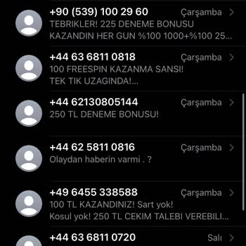Vodafone +44 Ve +49 Lu Numaralar Gelen Mesajlar Şikayetim Var