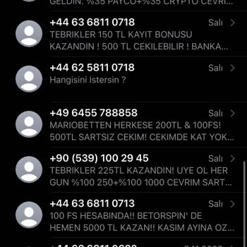 Vodafone +44 Ve +49 Lu Numaralar Gelen Mesajlar Şikayetim Var