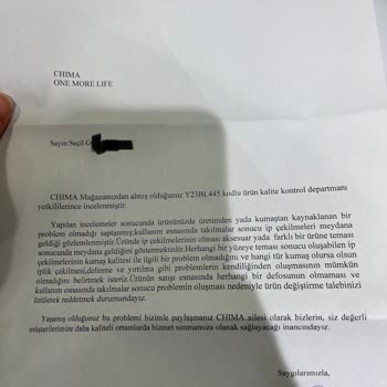 Chima Sorunlu Ve Kalitesiz Gömleği İade Ve Değişim Almıyor