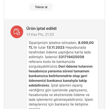 Hepsiburada Siparişim Hiçbir Bilgilendirme Yapılmadan İptal Edildi