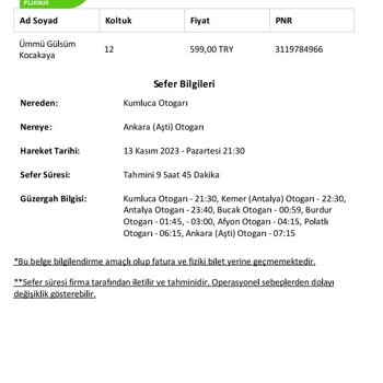 Kamil Koç Bagaj Ücreti Alınması