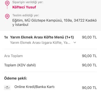 Yemeksepeti Yemek Sipariş Ve İadesi