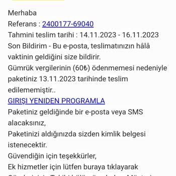 PTT Kargo PTT Adına Atılan Mail
