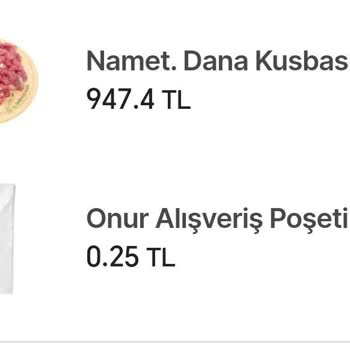 Onur Market, Kuşbaşı Et Yarısı Yağ Olarak Geldi.