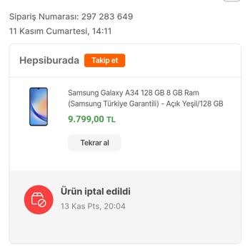 Hepsiburada Cep Telefonu Siparişi Sorunu