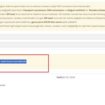 İData "Seçtiğiniz Tarihte Uygun Randevu Saati Bulunmamaktadır"- Hatası