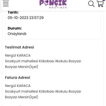 Butik Ponçik (ponçik Boutique) 39 Gündür Kargomu Teslim Etmedi