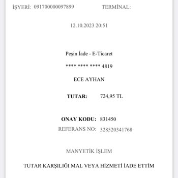 Oysho Paramı İade Etmiyor