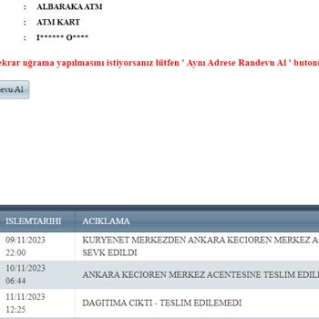 Kuryenet Kart Teslimatı Yapmıyor
