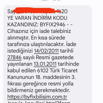 ByFix Servis Garanti Verdikleri Ürüne Ücret Talebi