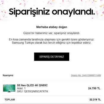 Samsung Firmasının Haksız Sipariş İptali