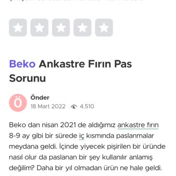 Beko Ankastre Fırının Pas Sorunu