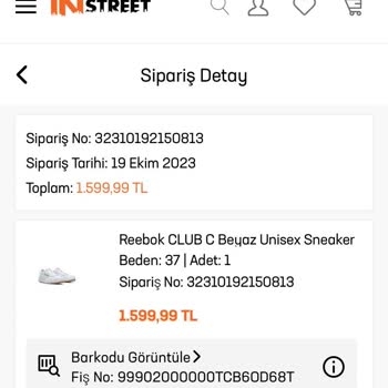 In Street FLO Mağazası Yanlış Gelen Ürün