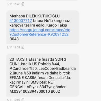 Jetlogi Kargo Gecikmesi. Sorgulama Yaptığımda. Sipariş Bulunamadı.