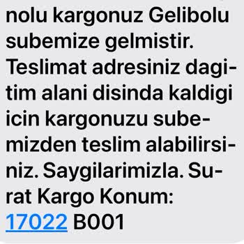 Sürat Kargo Firması Gökçeada' Ya Kargo Teslim Etmiyor.