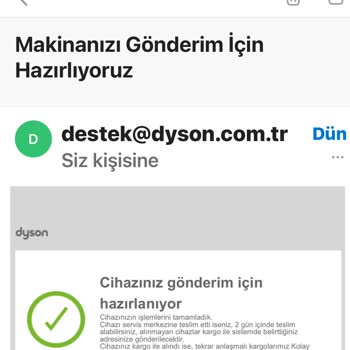 Dyson.com.tr Ayıplı / Kırık Ürün Gönderdi
