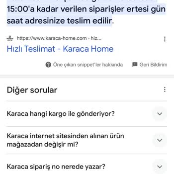 Karaca Züccaciye Kargom Hala Gelmedi