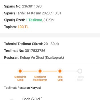 Trendyol Yemek Çok Geç Gelen Yemek